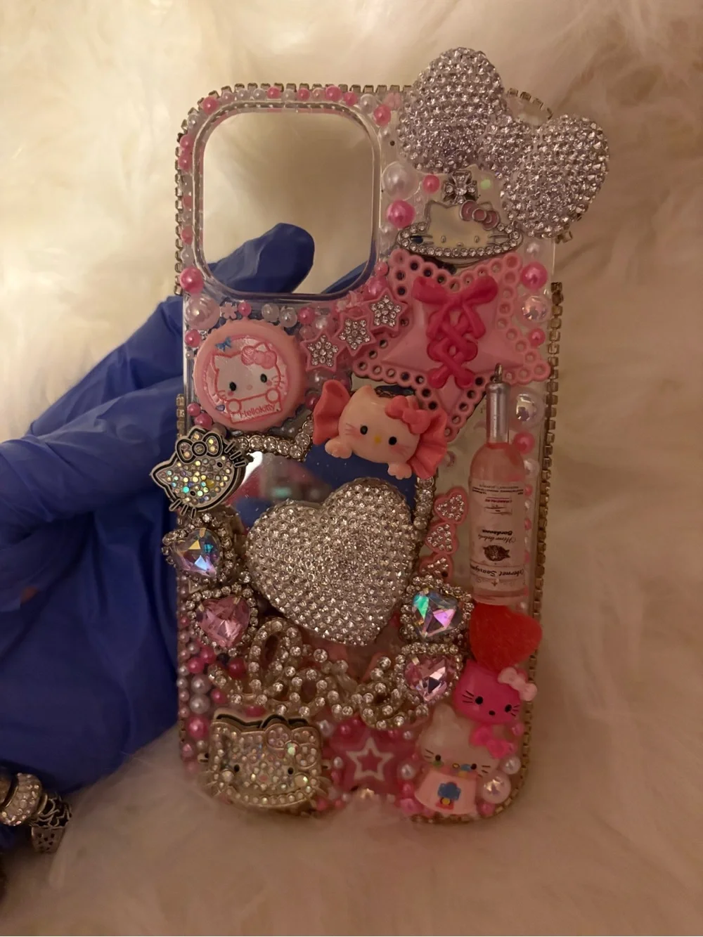 Decorative Pink Bling Phone Case with Heart & Charms